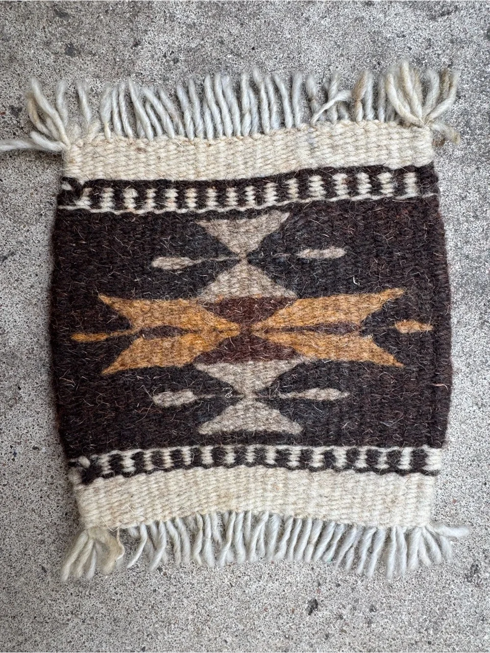 SET OF TWO Woven Wool Coaster Mini Rugs